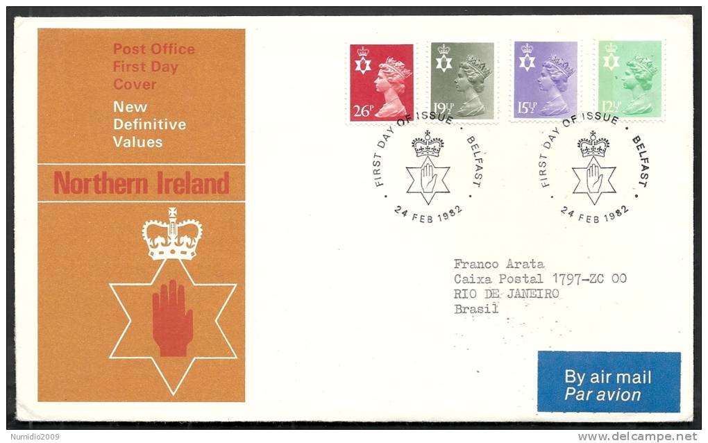 1982 GB FDC NORTHERN IRELAND NEW DEFINITIVE VALUES 24 FEB - 006 - 1981-1990 Decimal Issues