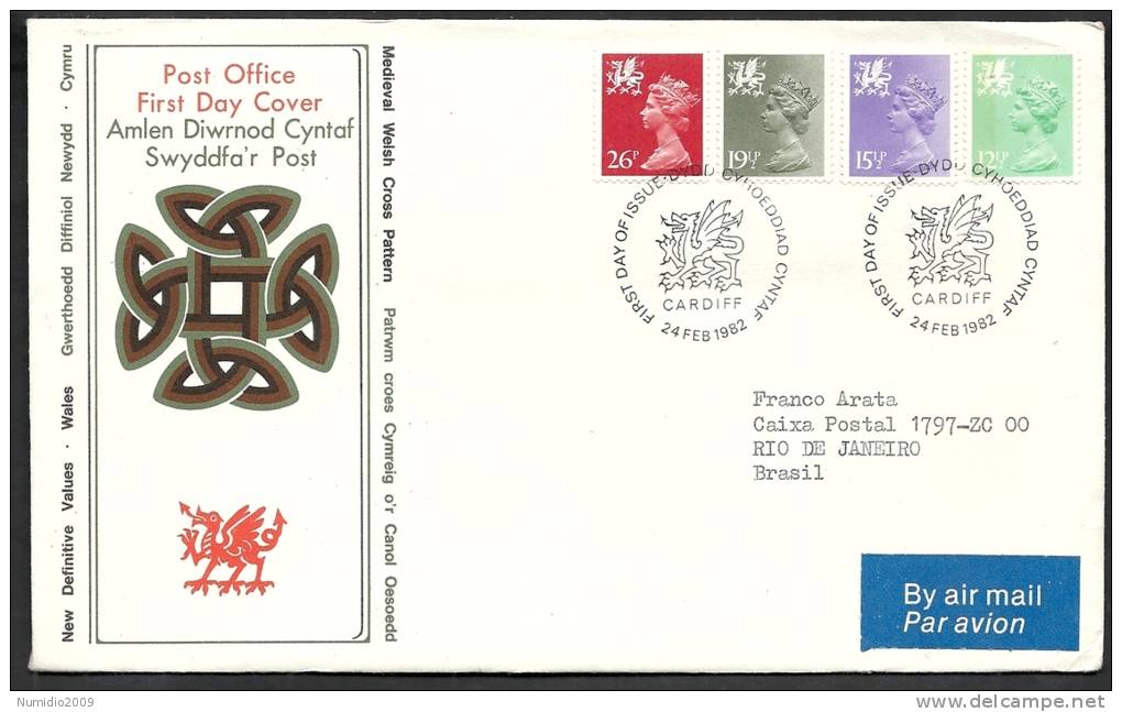 1982 GB FDC WALES NEW DEFINITIVE VALUES 24 FEB - 006 - 1981-1990 Decimal Issues