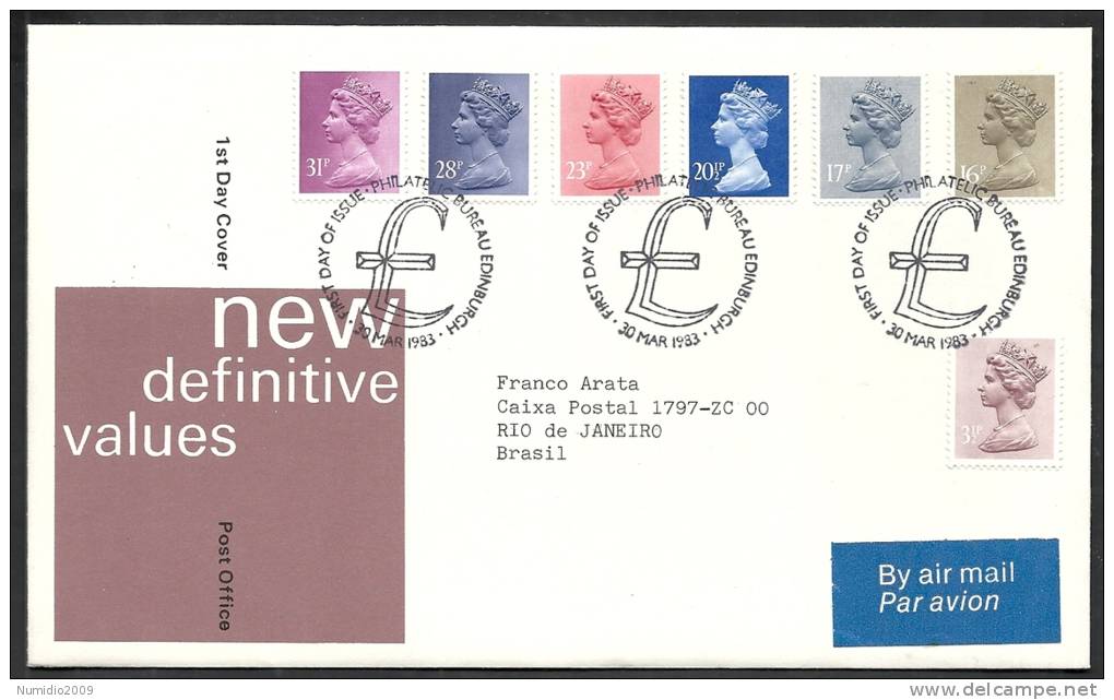 1983 GB FDC NEW DEFINITIVE VALUES 30 MAR - 006 - 1981-90 Ediciones Decimales