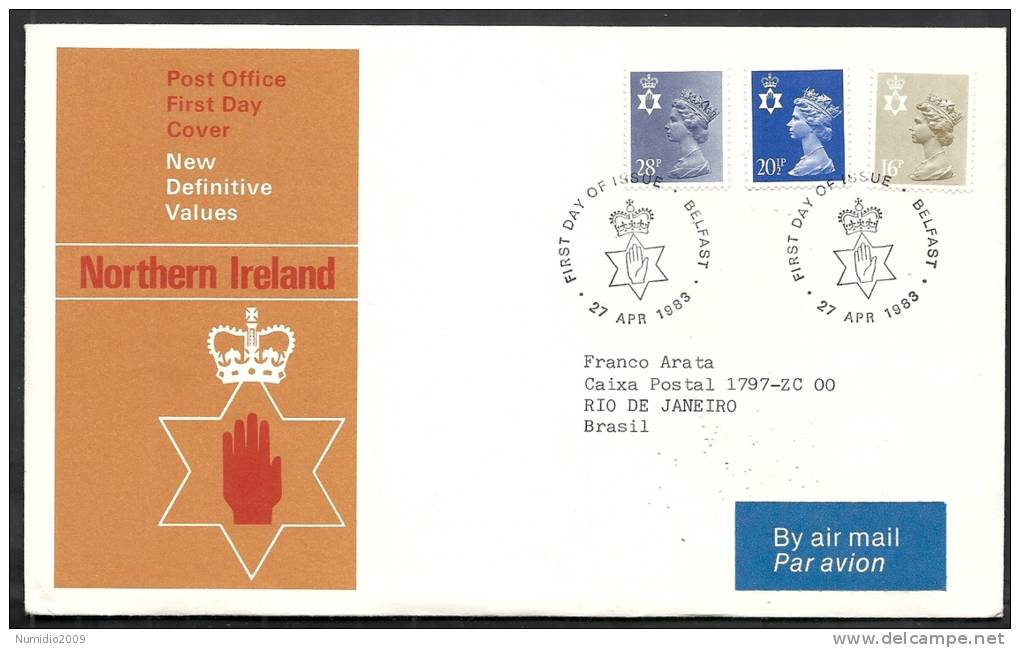 1983 GB FDC NORTHERN IRELAND NEW DEFINITIVE VALUES 27 APR - 006 - 1981-1990 Decimal Issues