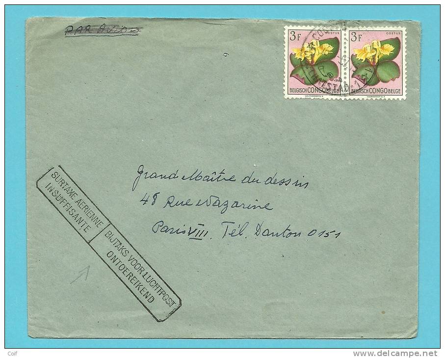 314 Op Brief Met Stempel SURTAXE AERIENNE INSUFFISANTE - Lettres & Documents