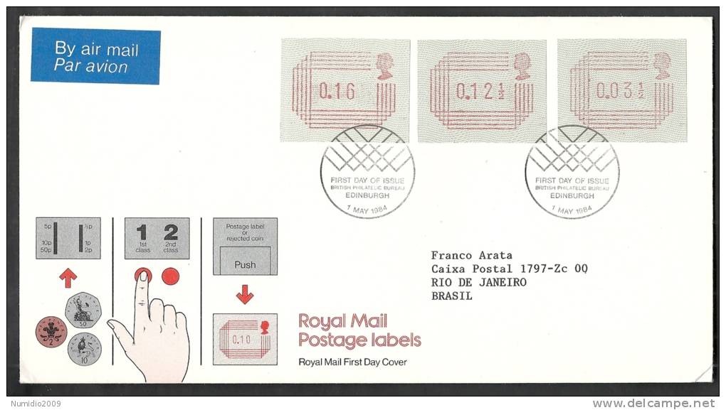1984 GB FDC POSTAGE LABELS - 006 - 1981-1990 Em. Décimales