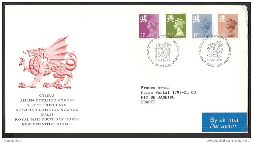 1984 GB FDC WALES NEW DEFINITIVE STAMPS - 006 - 1981-1990 Em. Décimales