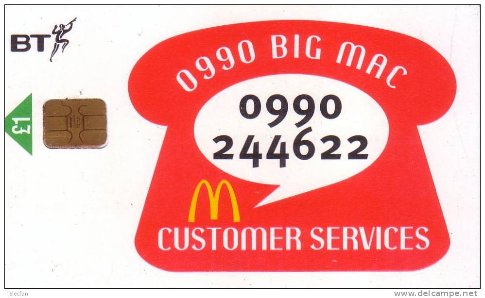 GB UK  MAC DONALD'S PRIVEE CHIP CARD BIG MAC £1 MINT NEUVE TRES RARE - Alimentation