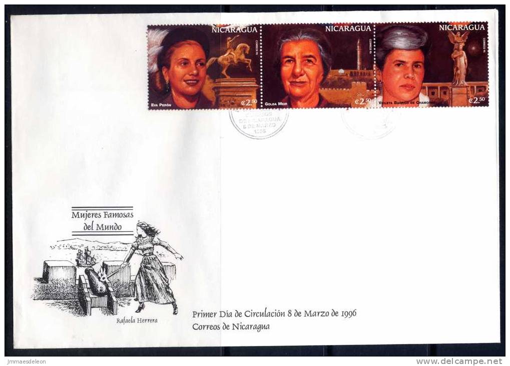 Nicaragua 1996 - 3 FDC Important Women - Indira Gandhi Mme Chiang Kai-shek Mother Teresa Margaret Tatcher - Nicaragua