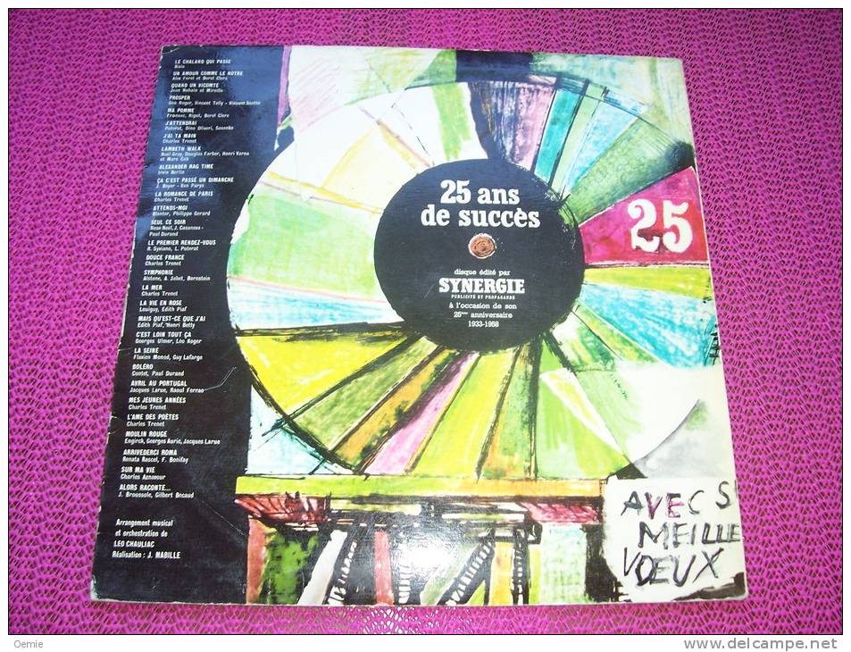 DISQUE PUBLICITAIRE  1959 EDITE PAR SYNERGIE A L'OCCASION DE SON 25em ANIVERSAIRE SOUS LA DIRECTION DE LEO CHAULIAC - Special Formats