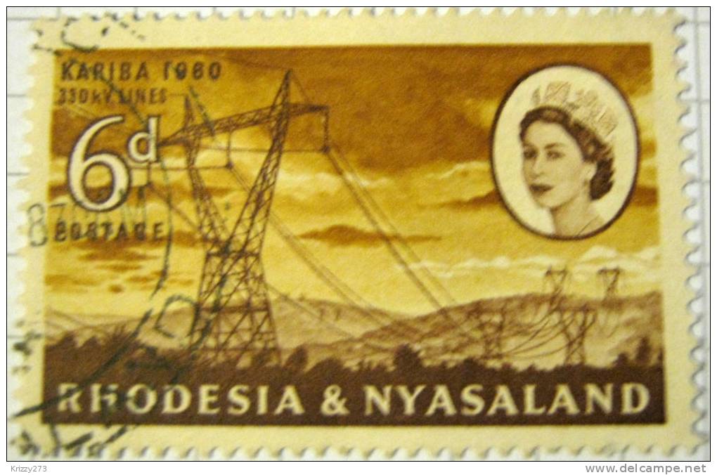 Rhodesia And Nyasaland 1960 Powerlines 6d - Used - Rhodesia & Nyasaland (1954-1963)