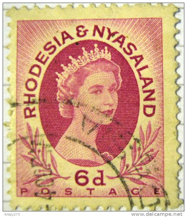 Rhodesia And Nyasaland 1954 Queen Elizabeth II 6d - Used - Rhodesia & Nyasaland (1954-1963)