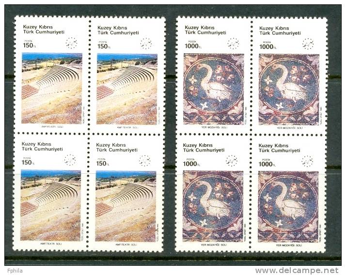 1990 NORTH CYPRUS EUROPEAN TOURISM YEAR BLOCK OF 4 MNH ** - Unused Stamps