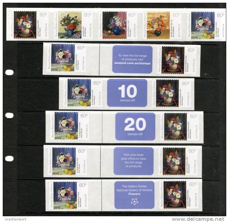Australia 2011 Flowers - The Gallery Series Self-adhesives - 15 Stamps &amp; 5 Message Labels MNH - Mint Stamps
