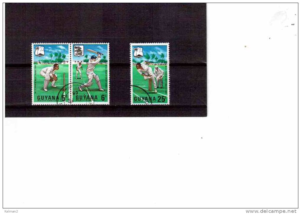 XX1468  -   " CRICKET "  -   GUYANA     COMPLETE USED  SET    -   CAT.  Y &amp; T.  Nr.  260/262 - Cricket