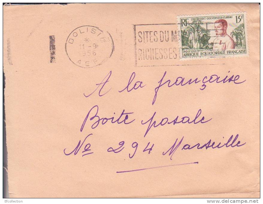 Congo,Dolisie,1956,coloni Es,AEF,lieutenant  Gouverneur Cureau,n°230 Sur Devant De Lettre,flamme - Covers & Documents