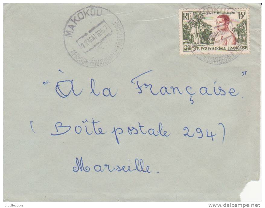 MARCOPHILIE - MAKOKOU ( Petit Bureau ) GABON - 1957 - COLONIES - A.E.F - N°230 - AVION - LETTRE - Autres & Non Classés