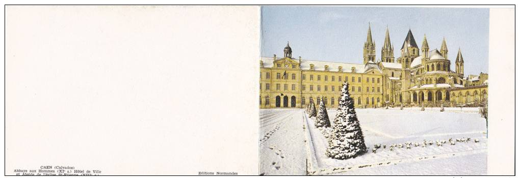 CAEN  ABBAYE AUX HOMMES HOTEL DE VILLE ET ABSIDE DE L´ EGLISE ST ETIENNE  CARTE DE " MEILLEURS VOEUX  "   2 SCAN - Caen