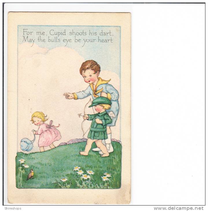 Valentines Day Cupid Baby Angel May The Bulls Eye Be Your Heart Postmark - Valentijnsdag