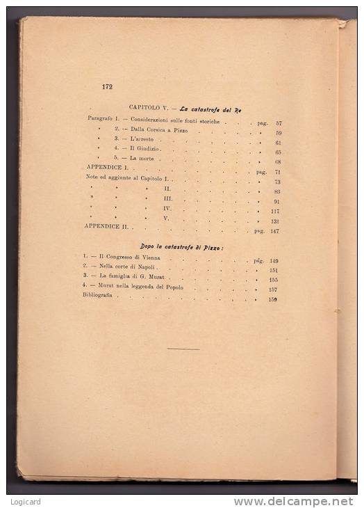 GIOACCHINO MURAT SUL TRONO DI NAPOLI DOTT. CARMELLO BILLOTTA PALERMO 1933 - Libri Antichi