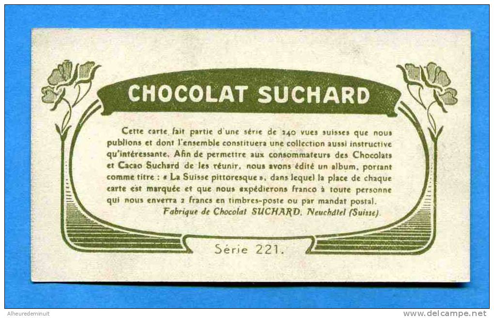 Chromo CHOCOLAT SUCHARD"la Suisse Pittoresque"série 221"SCHAFFHOUSE"Place Du Frohnwaag"fontaine"cacao"NEUCHATEL"image" - Suchard