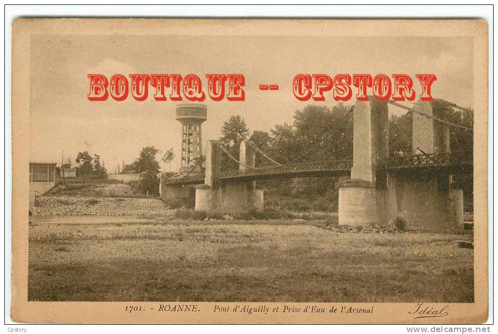 CHATEAU D'EAU De L'Arsenal Et Pont Suspendu De Roanne - Citerne Reservoir - Bridge - Dos Scané - Water Towers & Wind Turbines