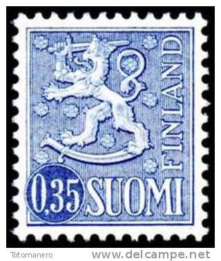 FINLAND, M-63 Lions Definitives 0,35 Blue Type I HaP** - Neufs