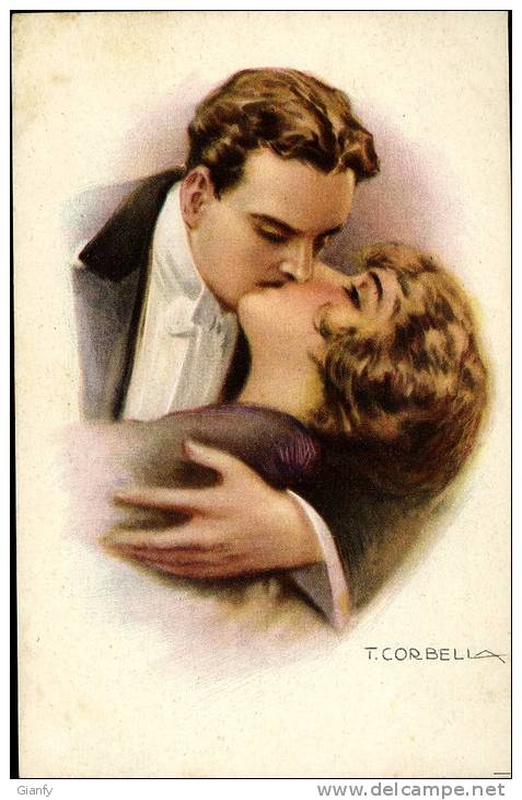 COPPIA INNAMORATI FiDANZATI LOVERS 1920 ILL CORBELLA BIS - Corbella, T.