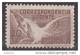 ES832-L4005TU.España Spain Espagne  PEGASO CON PIE DE IMPRENTA DE 1937 (Ed  832**)  Sin Charnela.LUJO - Exprès