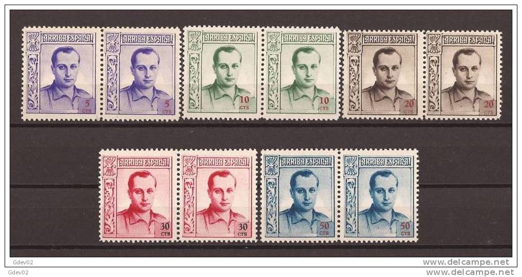 ESBE14-L38281TB.Spain Espagne BENEFICENCIA .Falange.PRIMO DE RIVERA 1937 (Ed NE 14/8**par)sin Charnela MAGNIFICA PAREJAS - Liefdadigheid