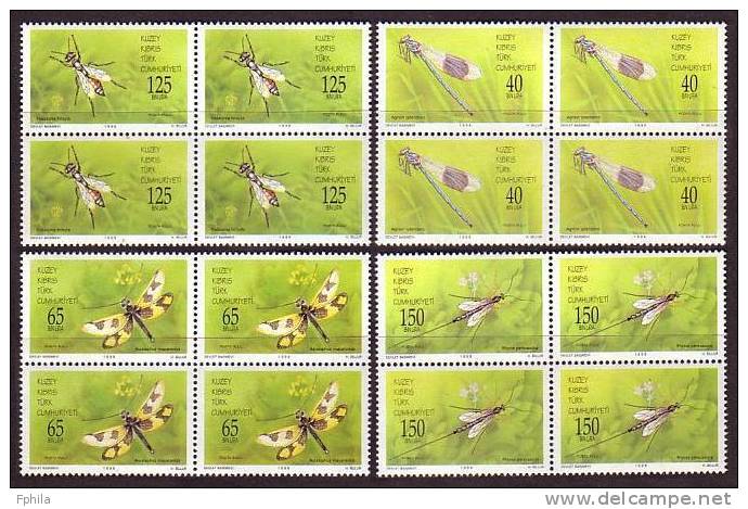 1998 NORTH CYPRUS USEFUL INSECTS BLOCK OF 4 MNH ** - Neufs