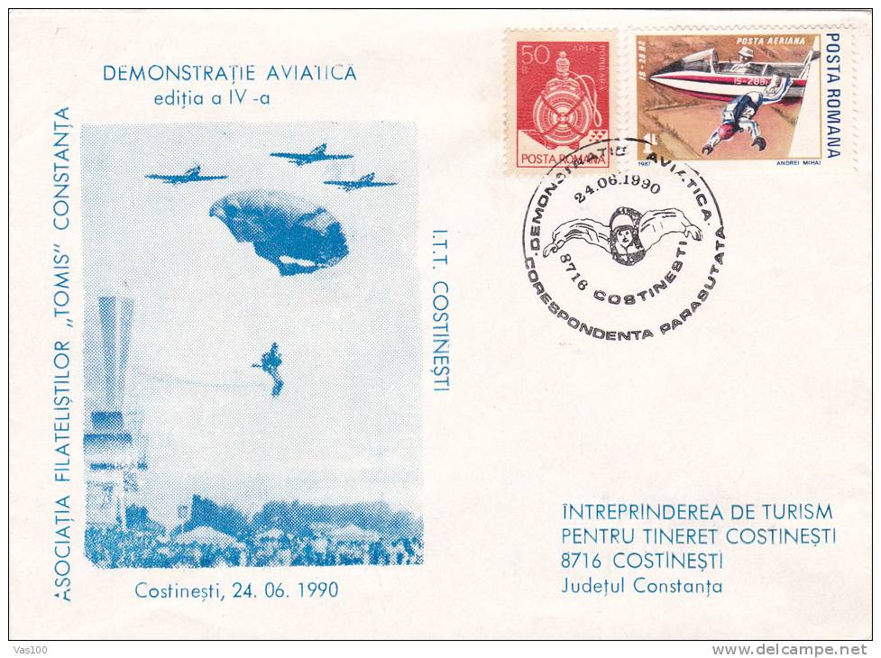 Demonstration Of Skydiving Crash 1990 Special Cover Obliteration Costinesti  Romania. - Fallschirmspringen