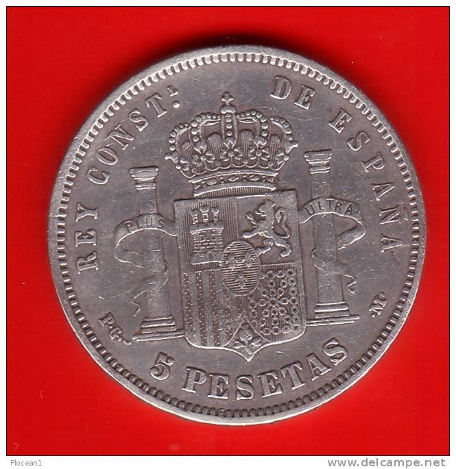 **** ESPAGNE - SPAIN - 5 PESETAS ALFONSO XIII  1891 - ARGENT - SILVER **** EN ACHAT IMMEDIAT - Premières Frappes