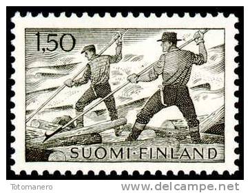 FINLAND/Finnland, M-63 Definitive Landscapes Mk 1,50 Lumbermen HaP Lm2** Dull Gum (PVA) - Ongebruikt