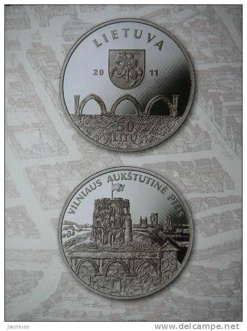 NEW Lithuanian 50 Litu 2011 Silver "Vilnius Upper Castle" PROOF Lietuva Litauen Lituanie Litouwen Lithuania - Litauen