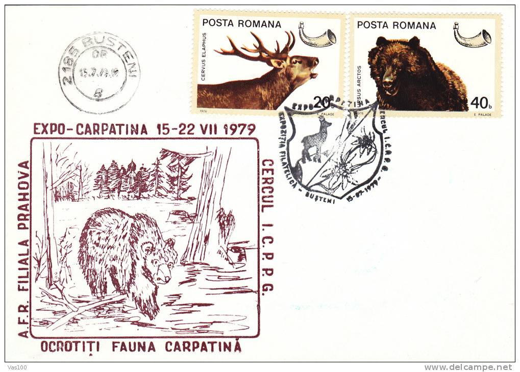 Ours Bears ,Cervus Elaphus,1977 Special Cover PMK Busteni Romania. - Ours