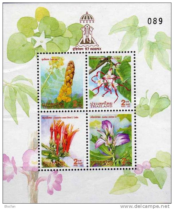 Exhibition Neu-Dehli INDEPEX 1998 Thailand Block 107I ** 4€ Neujahr Heilpflanzen Nature Bloc Philatic Sheet Of Thailande - Blocchi & Foglietti