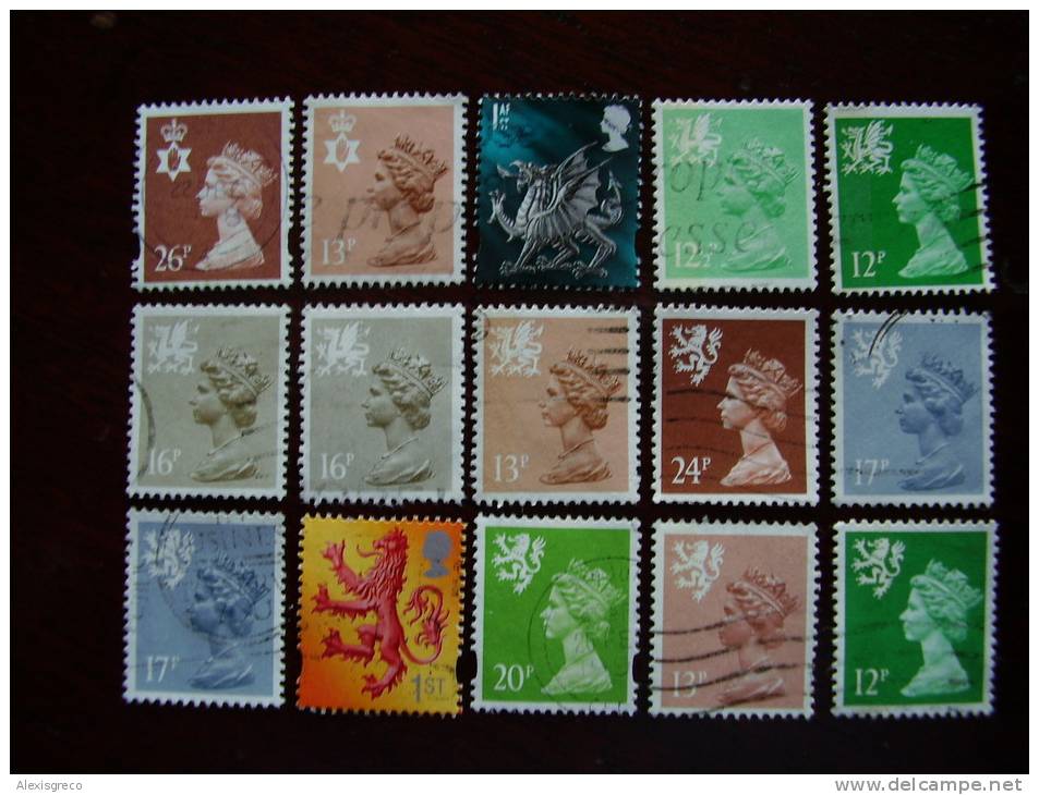 GB REGIONALS  COLLECTION Of 15 STAMPS All USED, DIFFERENT,High Cat.value. - Unclassified