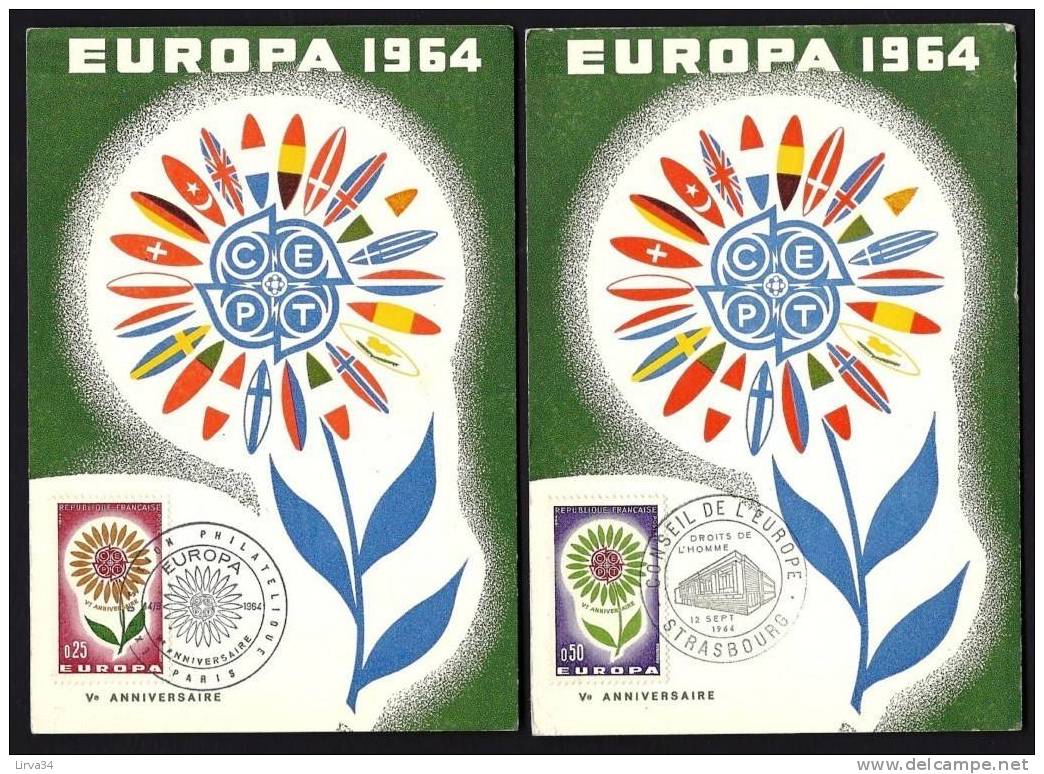 LOT 3 CARTES MAXIMUM  ANCIENNES-  TAMPON STANDARD DU 12-9-64 ET 10-5-61- LES 2 EUROPA ET FOIRE DE PARIS 1959- 2 SCANS - 1950-1959