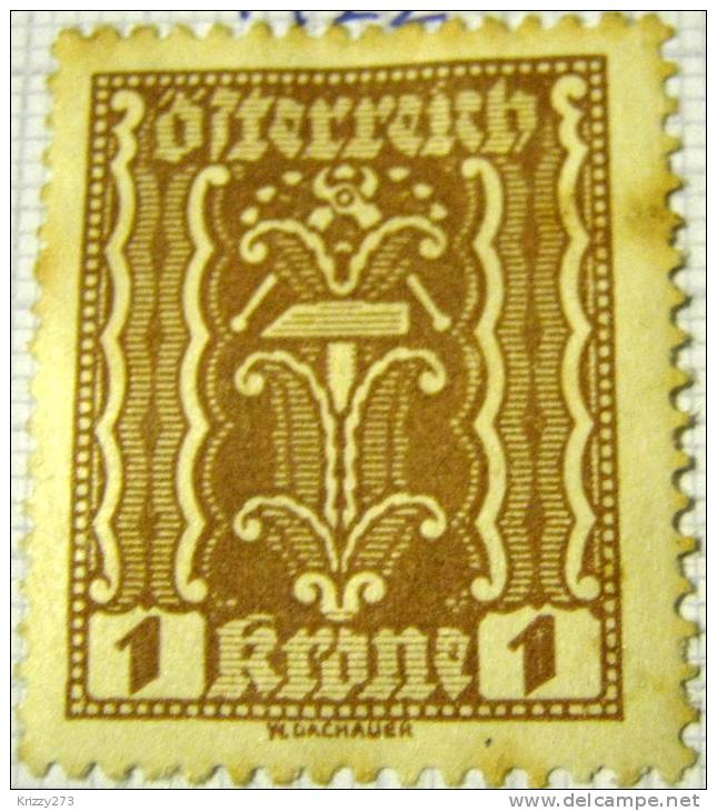 Austria 1922 Pincer And Hammer 1k - Unused - Gebraucht