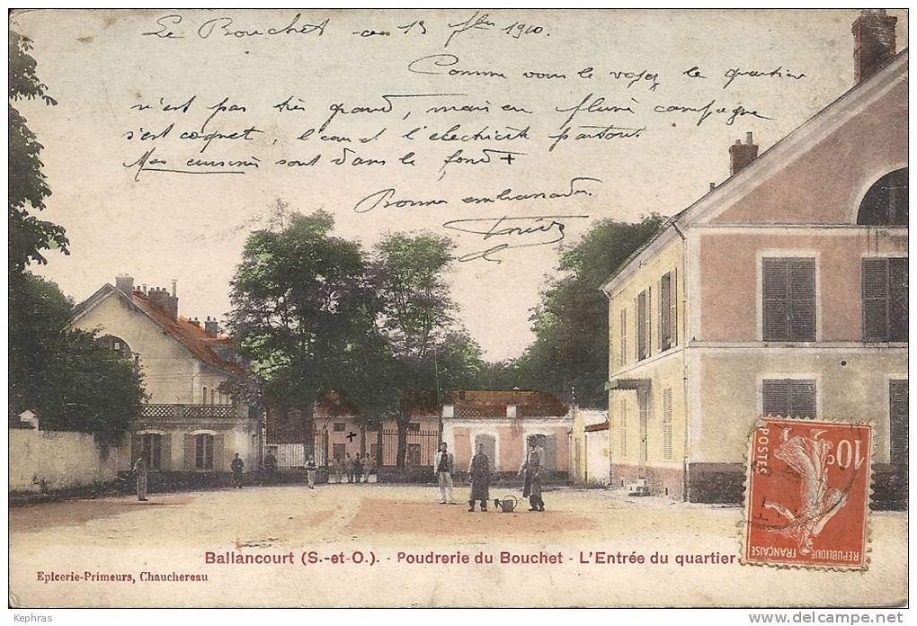 BALLANCOURT : Poudrerie Du Bouchet - Entrée Du Quartier - TOP CPA  - Courrier De 1910 - Ballancourt Sur Essonne