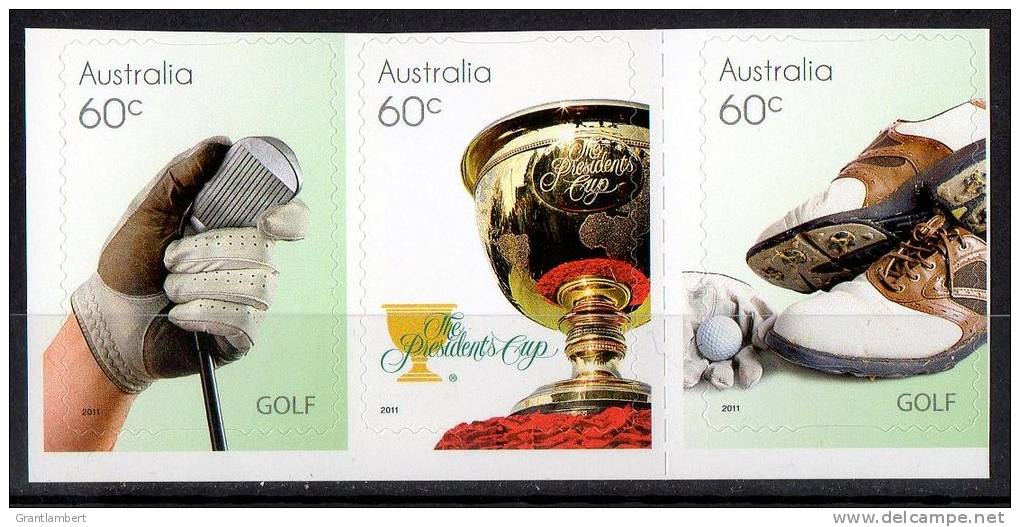Australia 2011 Golf Strip Of 3 Self-adhesives MNH - Ungebraucht
