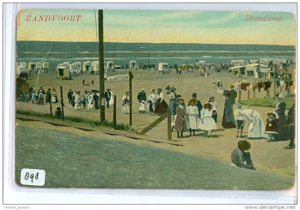 HANDGESCHREVEN ANSICHTKAART ZANDVOORT Uit 1914 NVPH Nr. 52 + PERORATIE K Van LOKAAL AMSTERDAM (898) - Zandvoort