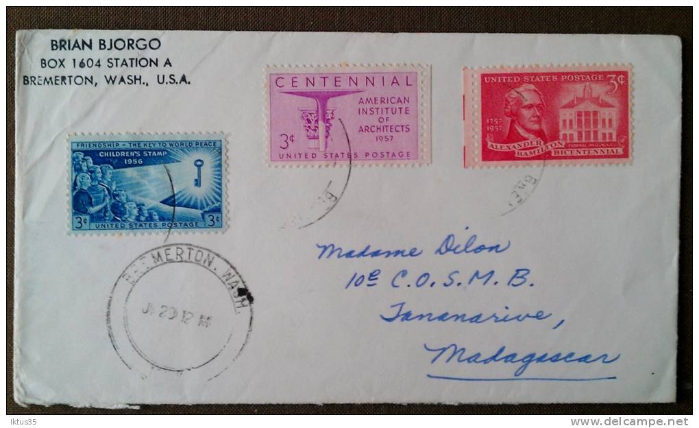 ENVELOPPE CACHETS USA 1957-BREMERTON WASH-TIMBRES COLLECTION - Postal History