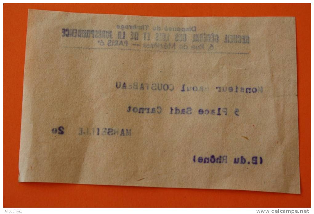 ETIQUETTE ENVOI JOURNAUX JOURNAL  JURUSPRUDENCE PARIS 6 POUR MARSEILLE DISPENSE DE TIMBRAGE &gt; - Newspapers