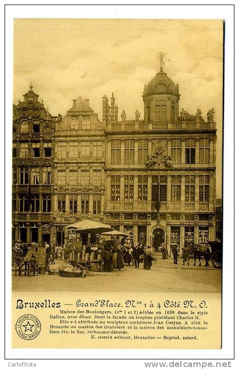 Belgium - BRUXELLES - La Grand' Place Nº. 1 à 4 Côté N.O., Maison Des Boulangers - Lanen, Boulevards