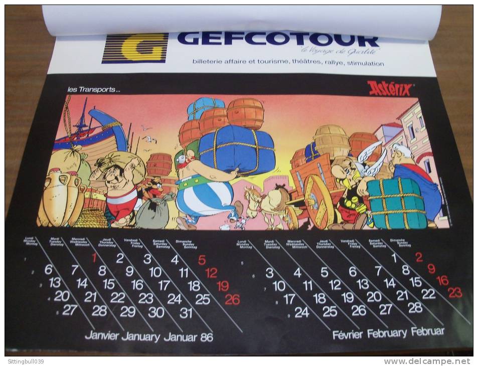 ASTERIX. RARE Calendrier Mural PUB GEFCOTOUR 1986. Le Voyage De Qualité !. 1985 Les Ed. Albert René / GOSCINNY-UDERZO. - Agendas & Calendriers