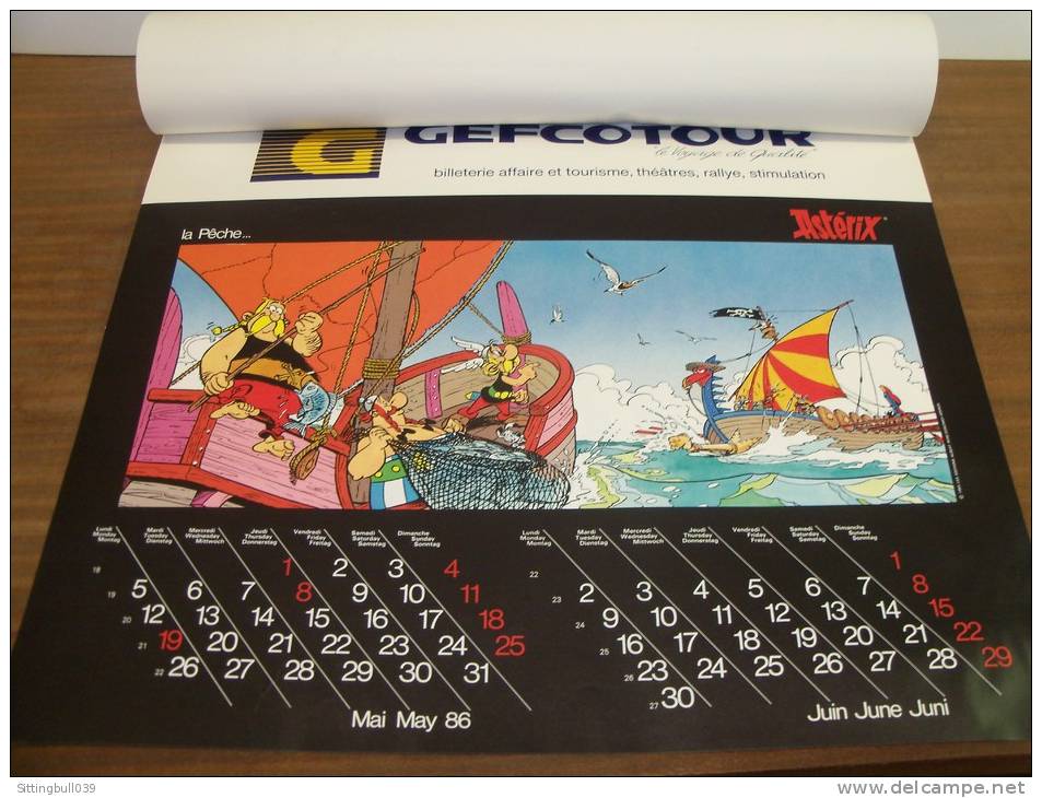 ASTERIX. RARE Calendrier Mural PUB GEFCOTOUR 1986. Le Voyage De Qualité !. 1985 Les Ed. Albert René / GOSCINNY-UDERZO. - Agendas & Calendriers