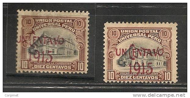 PERU - 1915 VARIETY MISPLACED OVPT To The LEFT - Yvert # 157- USED With Normal For Comparison - Fehldrucke