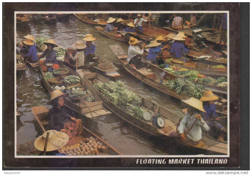 THAILAND  FLOATING FOOD MARKET  MAILED POST CARD To India #29105 - Food