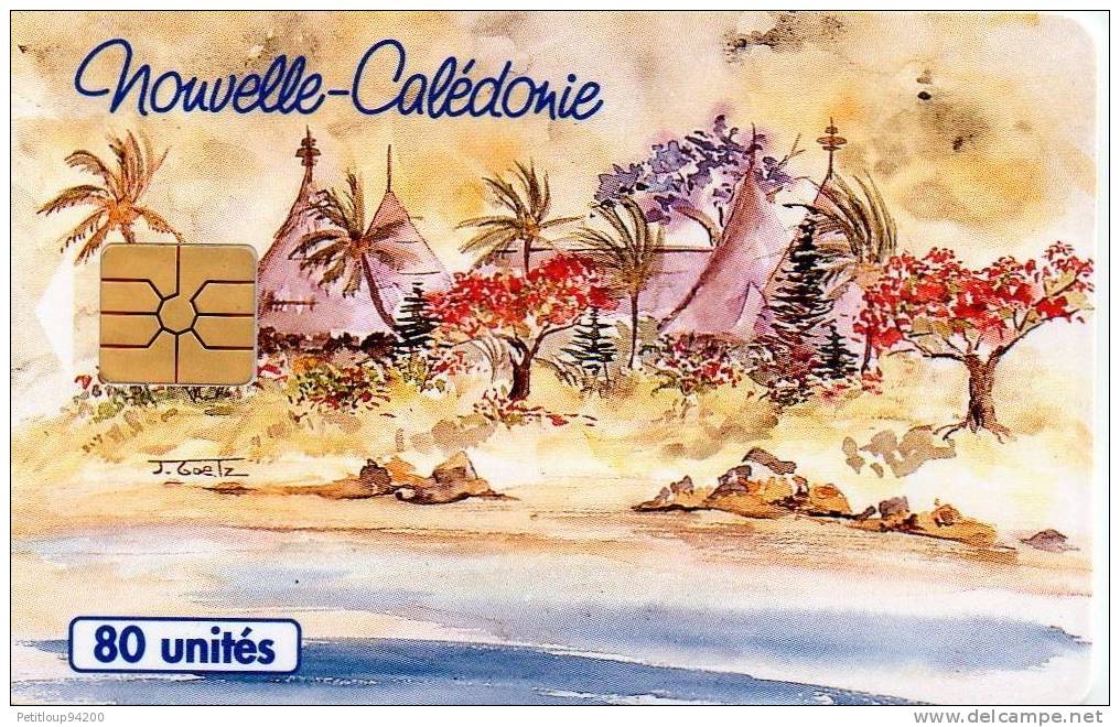 TELECARTE  NOUVELLE-CALEDONIE  80 Unités   Cases Et Lagon  Huts And Lagoon - Nouvelle-Calédonie
