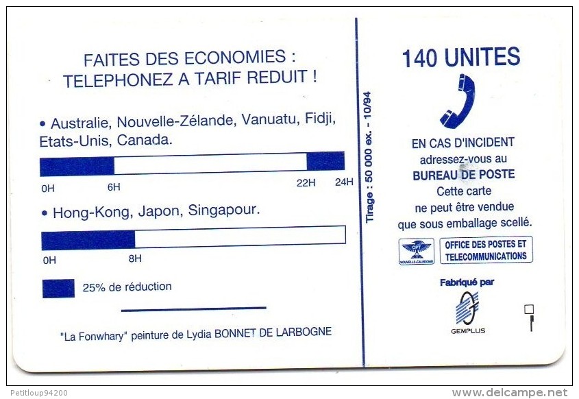 TELECARTE  NOUVELLE-CALEDONIE   140 Unités  Fonwhary  Maison House - Neukaledonien