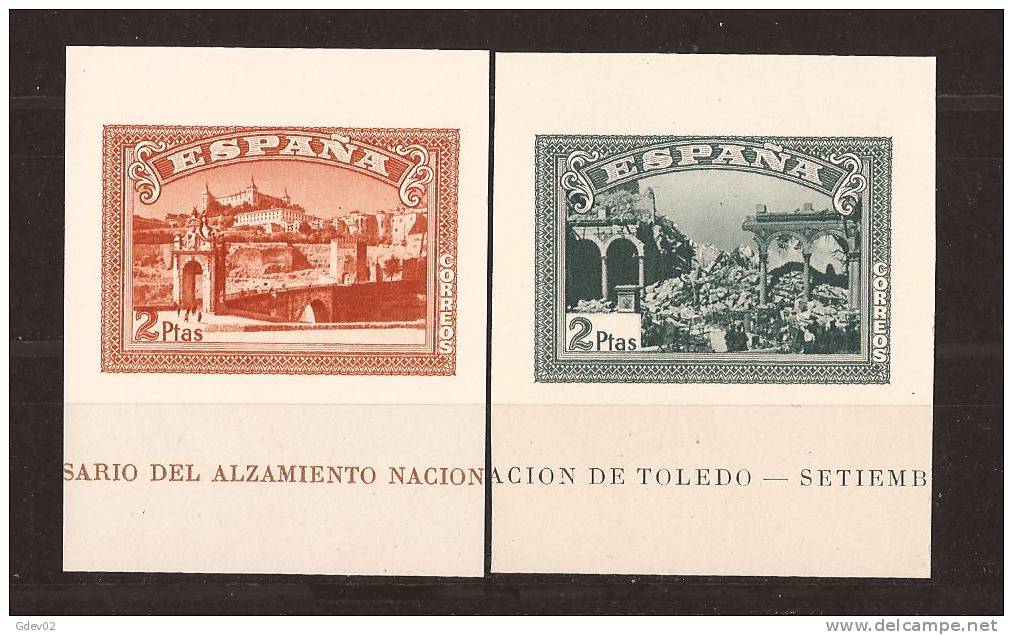 ES838-4006TH-MCES1. España Spain Espagne SELLOS HOJAS S/DENTAR DEL ALZAMIENTO 1937 (Ed Sh 838/9**)sin Charnela LUJO RARO - Commemorative Panes