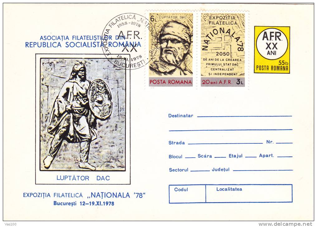 National Exhibition Prehistorie 1978 Cover Stationery Stamps Cancell Concordante  Romania. - Covers & Documents